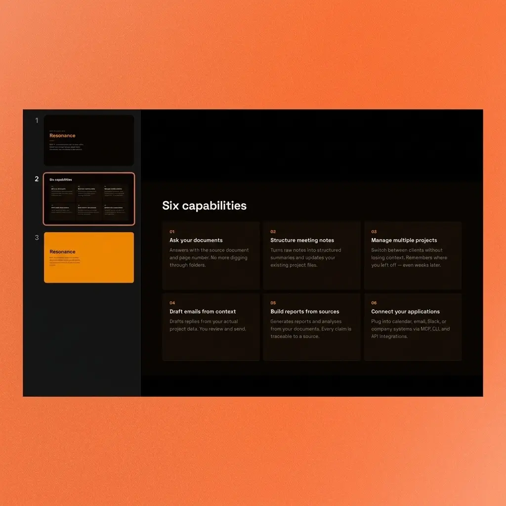 Resonance generating a presentation from workspace content